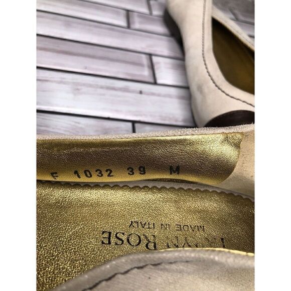 Taryn Rose Ivory Leather Brown Leather Strap Pumps Peep Toe Shoes Women sz 39EU - Picture 5 of 16